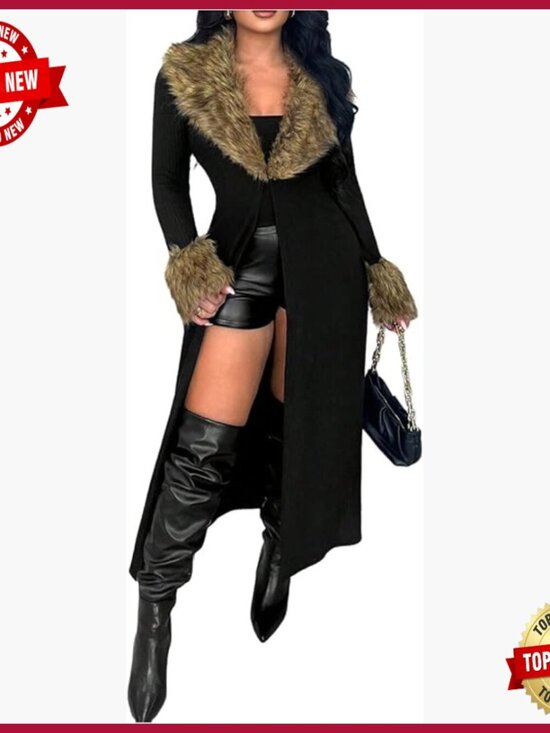 Sweaters - Open Front Long Cardigan Sweater Fuzzy Fall Winter Outerwear Coat